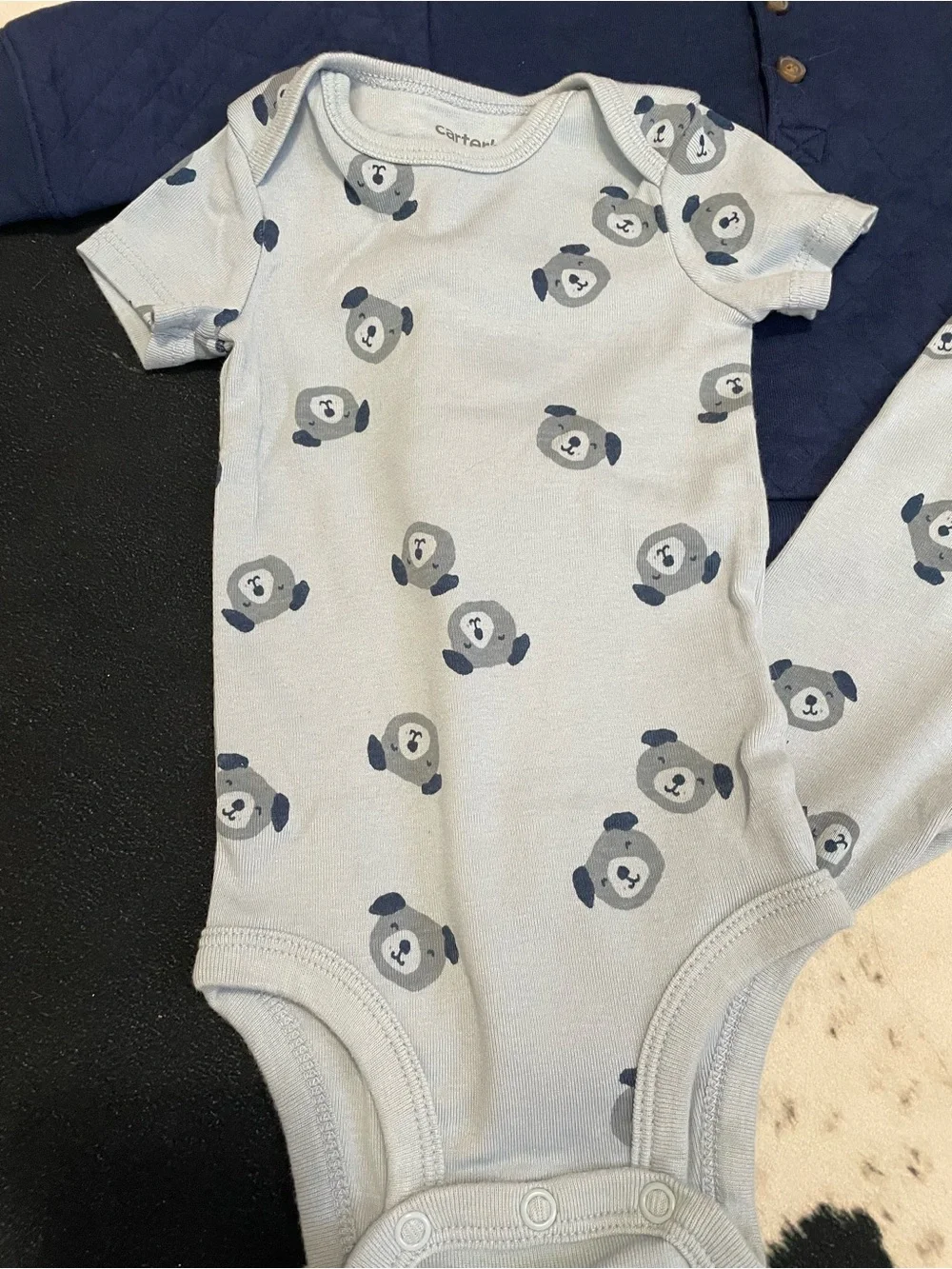 2/$12 Carters Navy Blue Dog Outfit
